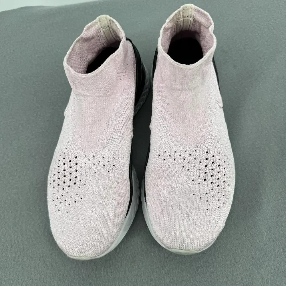 Nike Rise React Flyknit Pink Foam Black Womens Size 8 AV5553-660 Sock Shoes